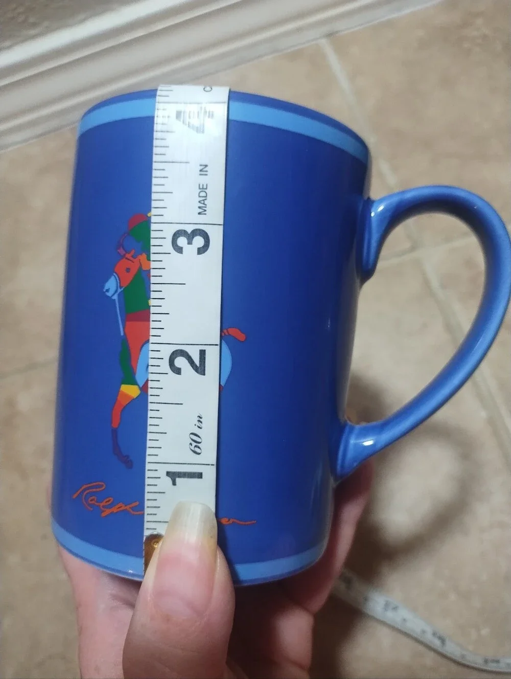 Ralph Lauren Polo Mug Big Pony Blue Colorful Southwestern Preppy